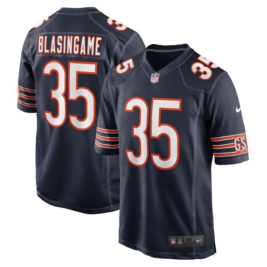 Men Chicago Bears #35 Khari Blasingame Nike Navy Game Player NFL Jersey->chicago bears->NFL Jersey